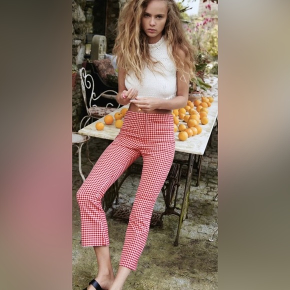 American Eagle Outfitters Pants - AMERICAN EAGLE GINGAM PRINT APPLE PICKING CROPS